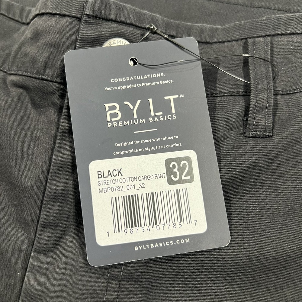BYLT Cargo Pants Mens 32 Black Stretch Cotton 31" Inseam - Picture 6 of 13